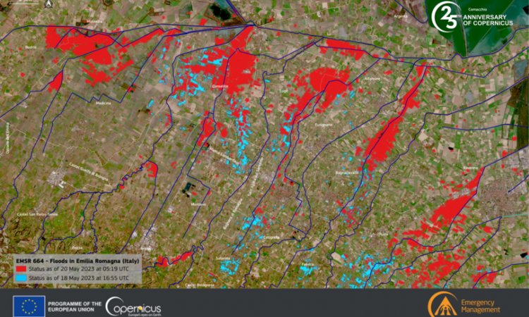 Il disastro dell'alluvione in Emilia visto dal satellite