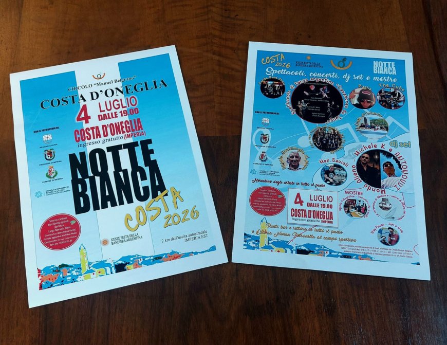 Notte Bianca di Costa d’Oneglia, torna la Festa della Bandiera Argentina