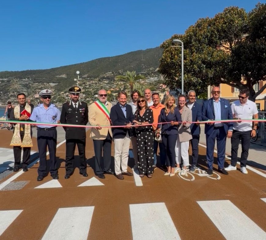 A Ospedaletti inaugurato il completamento della pista ciclopedonale del lungomare,  rende pienamente fruibile la Ciclovia Riviera dei Fiori