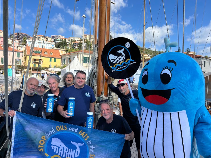 A bordo di Wiki nasce la partnership tra Help Save the Med e  “Stop food olis fats in the sea” con Marina di Alassio, Cnam Alassio e Nuova C Plastica